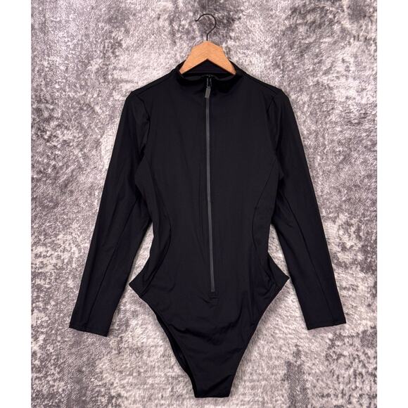 TA3 Surfy Swimsuit 2X Womens Black Long Sleeve Zip Front One Piece - Picture 1 of 7